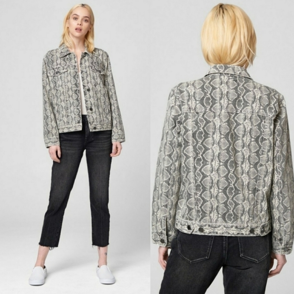 NEW BLANKNYC DENIM TRUCKER JACKET SNAKE PRINT